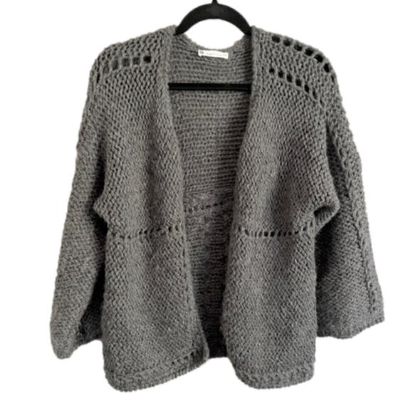 House of Harlow Gray Wool Alpaca Chunky Open Cardigan Sweater - S/M - Picture 9 of 10